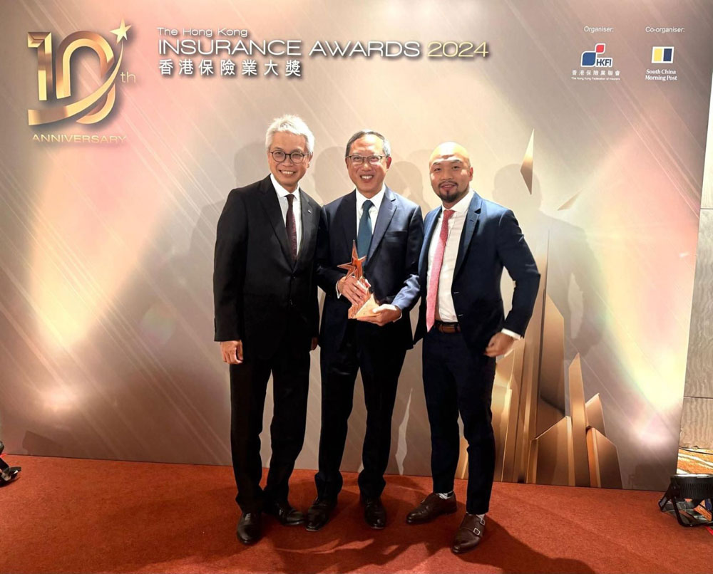 From left: Terence Chiu, Commissioner of HKECIC, George Leung, Chief Executive Officer of SCOR Reinsurance Co. (Asia) Ltd., and Anson Suen, CEO & Co-founder of FundPark