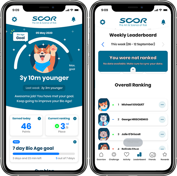 Good Life app Home screen and Leaderboard screen