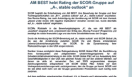 Pressemitteilung AM BEST hebt Rating der SCOR-Gruppe 2006