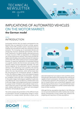 TECHNICAL NEWSLETTER : IMPLICATIONS OF AUTOMATED VEHICLES ON THE MOTOR MARKET: the German model