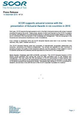 Press release Actuarial prize 2016